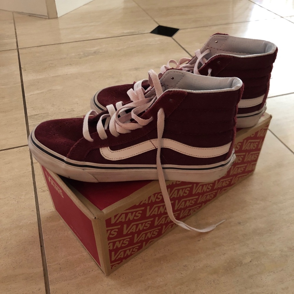 Vans Burgundy high tops.
